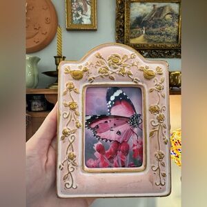 Vintage Ceramic Framed Butterfly Print